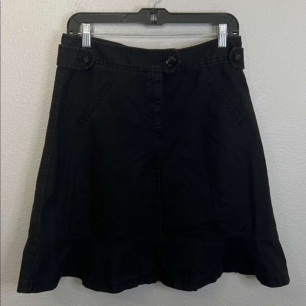 Anthropologie Sitwell Ruffle Bottom Denim Skirt Black Size 10